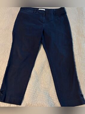 Talbots Petite Navy capri length Trousers. Rope embellishment. Size 20P. VGUC.